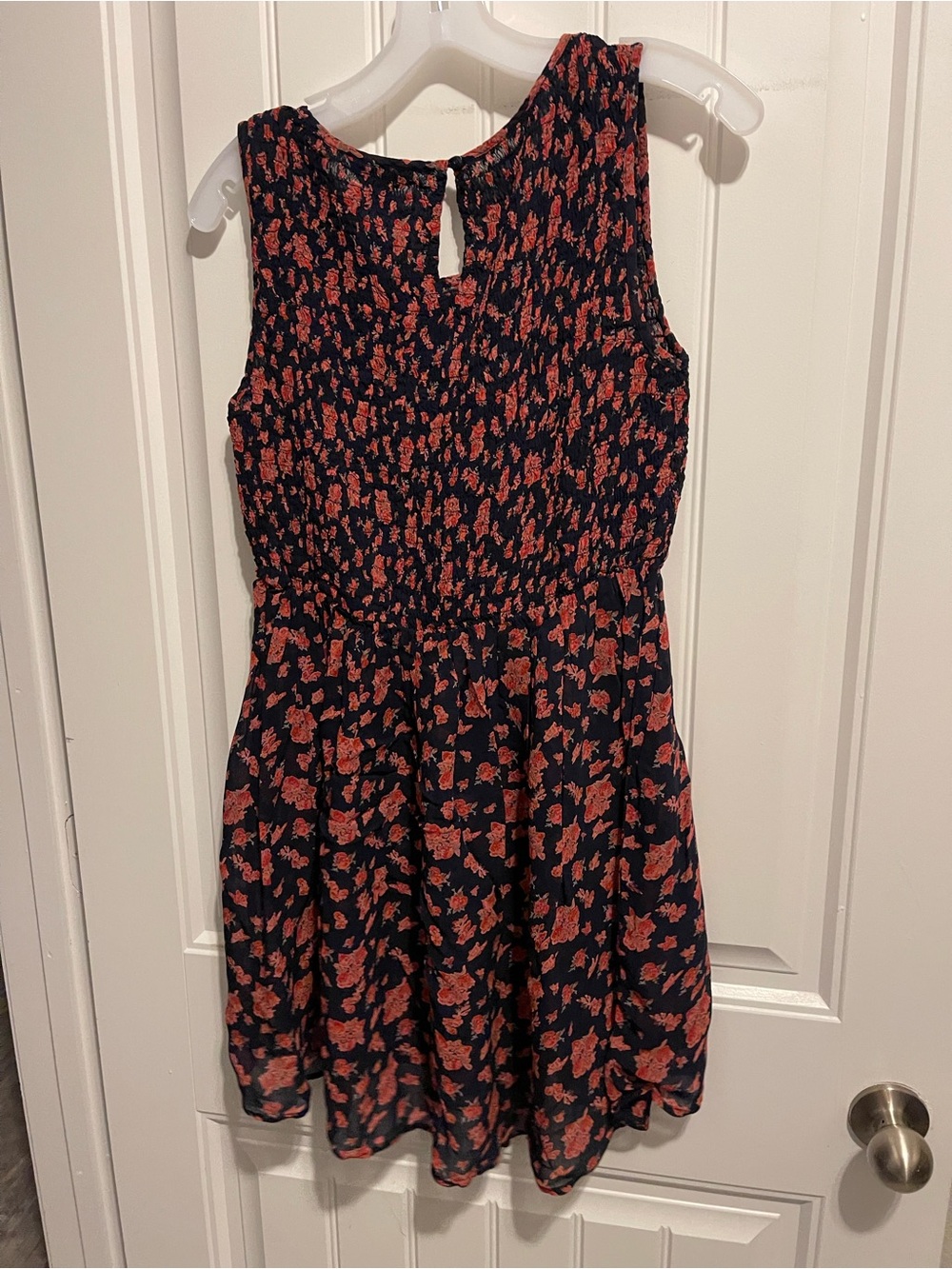 Lucky Brand Black Mini Dress with Coral Floral Print